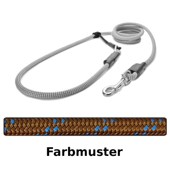 EASYLONG Hundeleine - M - 4m - braun mit blauen Strichen